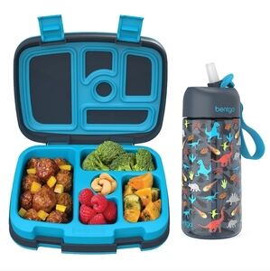 Bentgo Kids Lunch Box and Water Bottle Set Dinosaur Print NIB